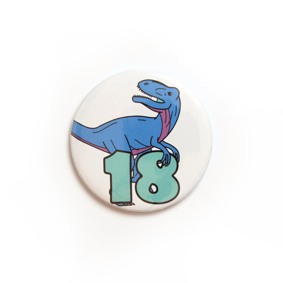 Number 18 Dinosaur Greeting badge