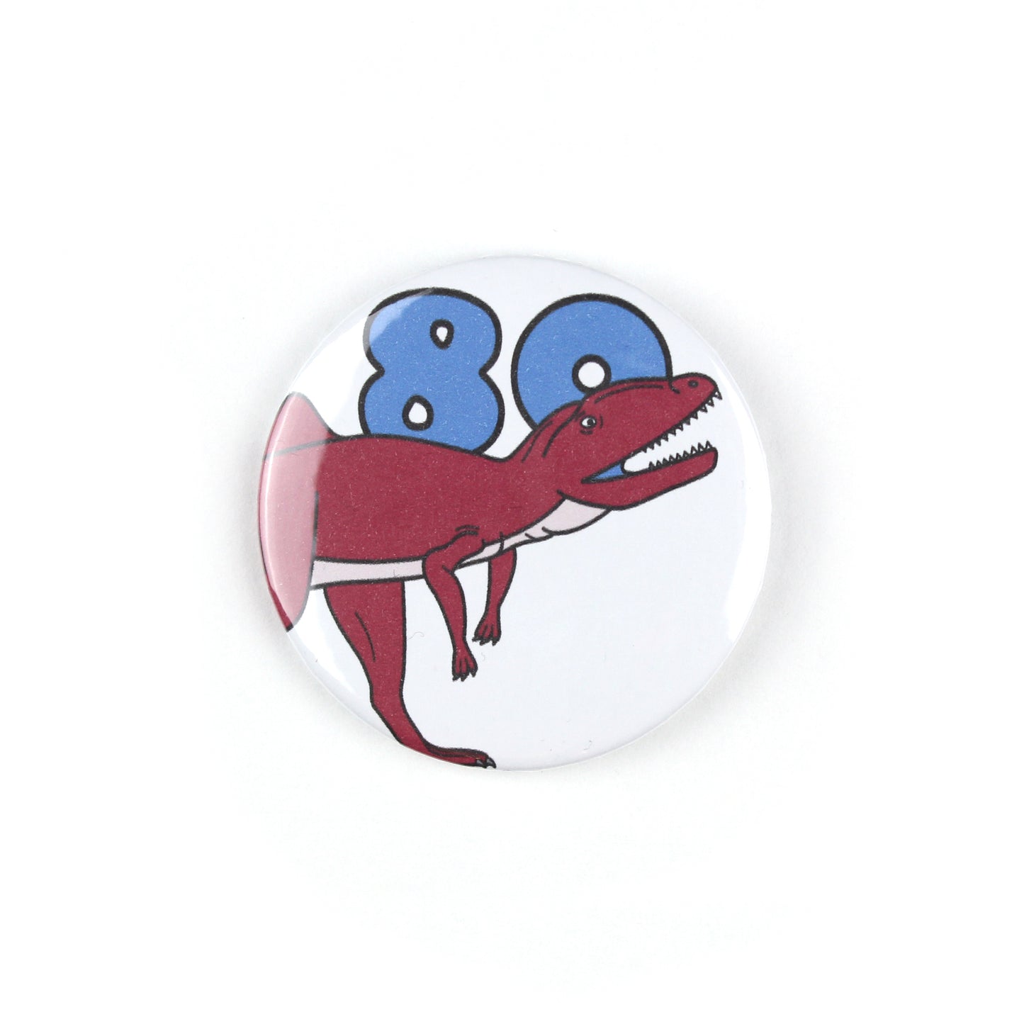 Number 80 Dinosaur Greeting badge
