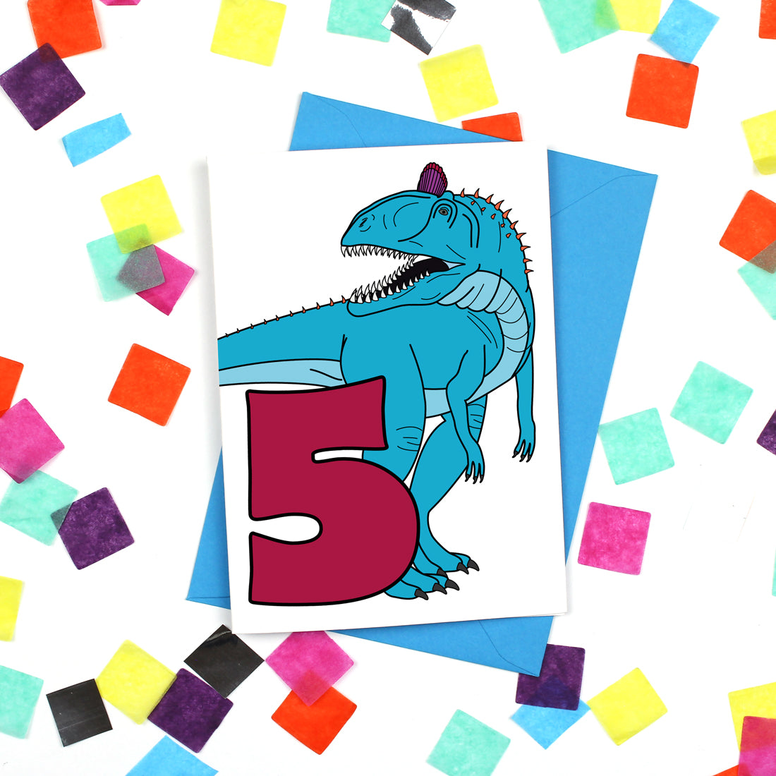 dinosaur number 5 card