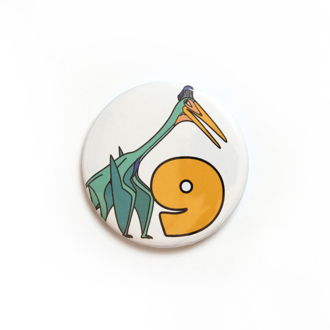 Number 9 Dinosaur Greeting badge