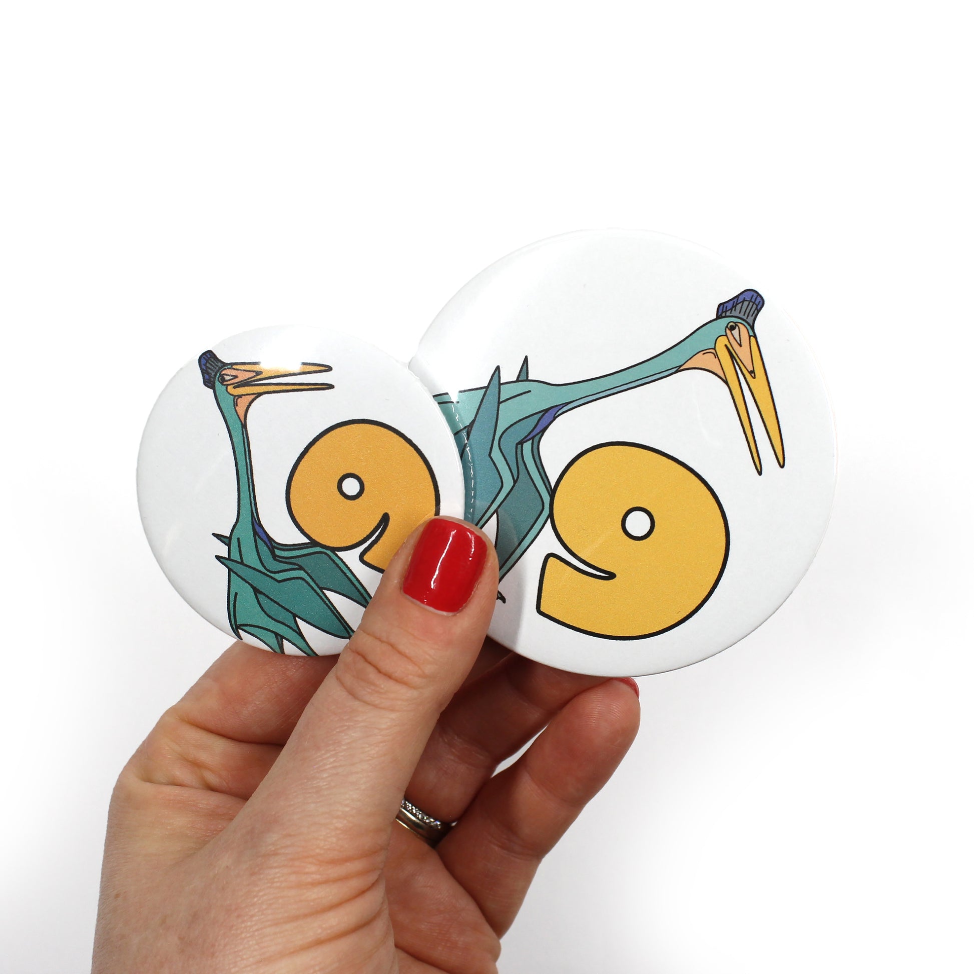 Number 9 Dinosaur Greeting badges