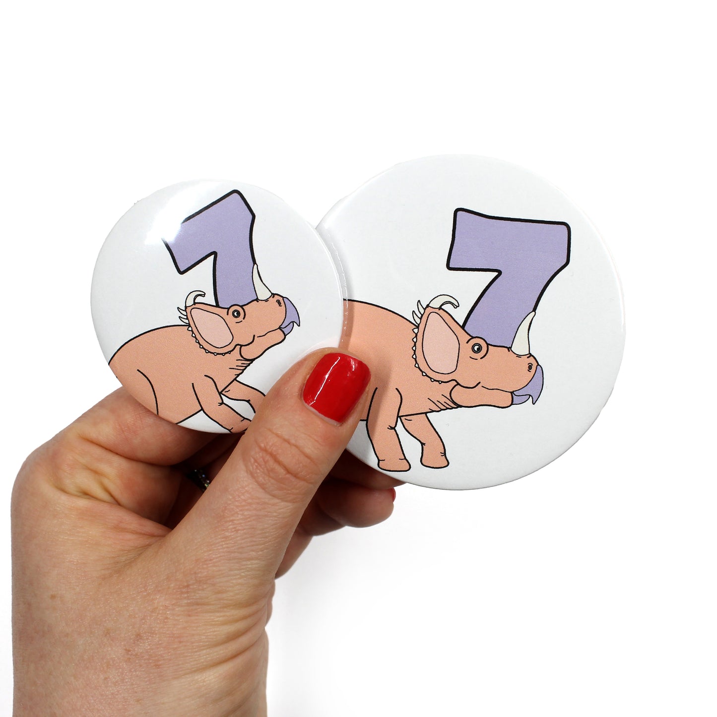 Number 07 Dinosaur Greeting Card and Badge