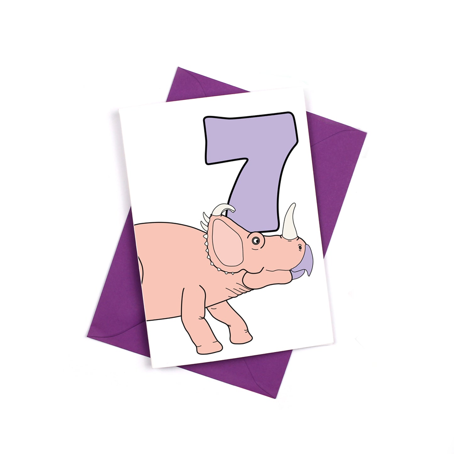Number 07 Dinosaur Greeting Card and Badge