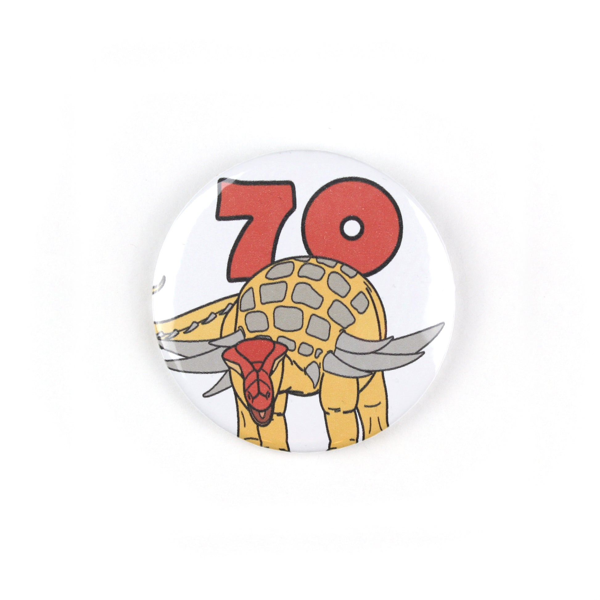 Number 70 Dinosaur Greeting badge