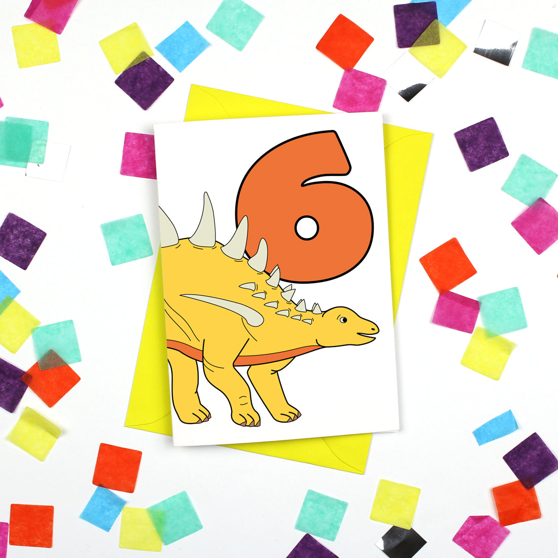 number 6 dinosaur card