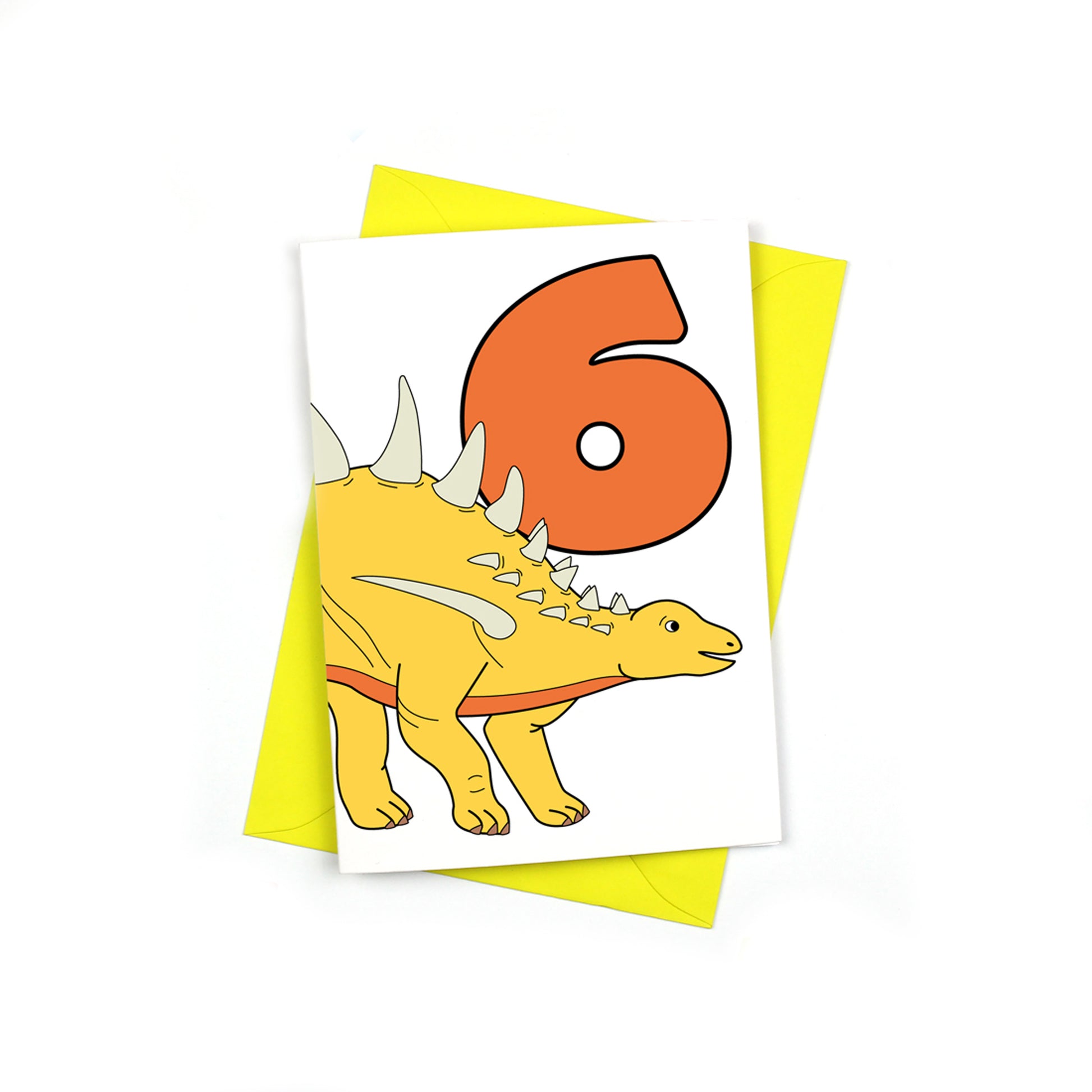 number 6 dinosaur card