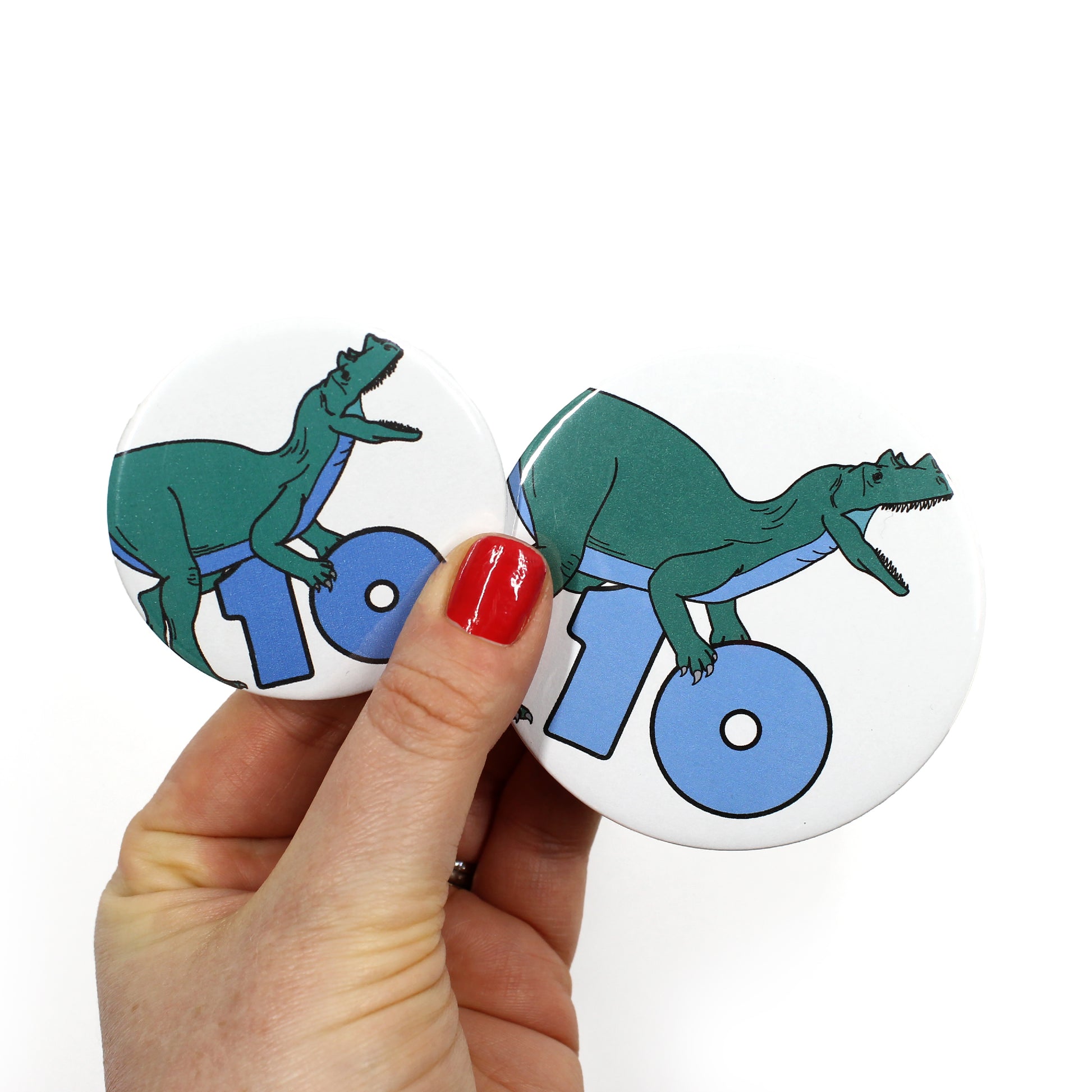 Number 10 Dinosaur Greeting badge