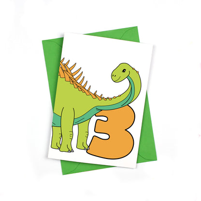 dinosaur number 3 card