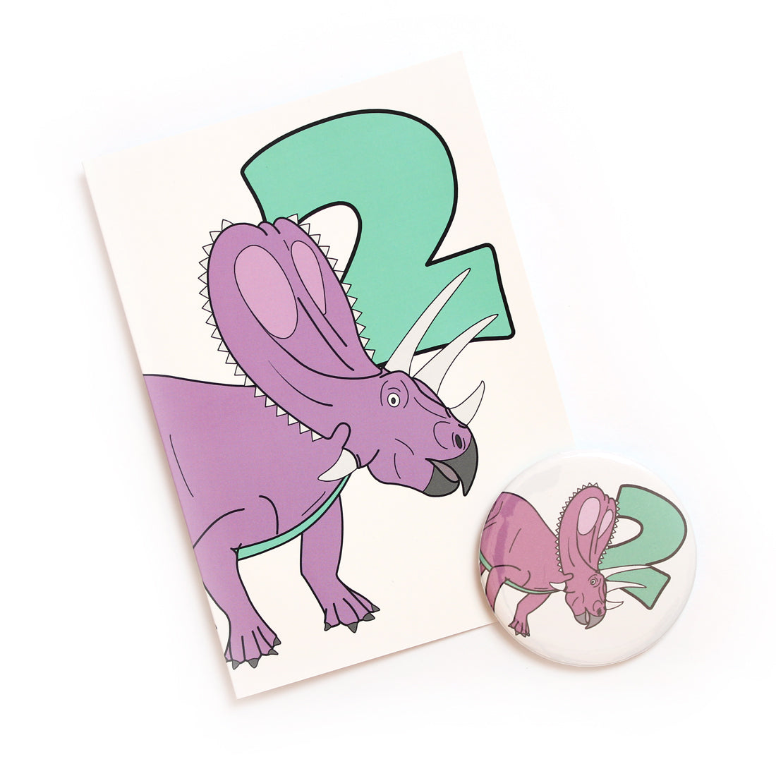 dinosaur number 2 card and badge