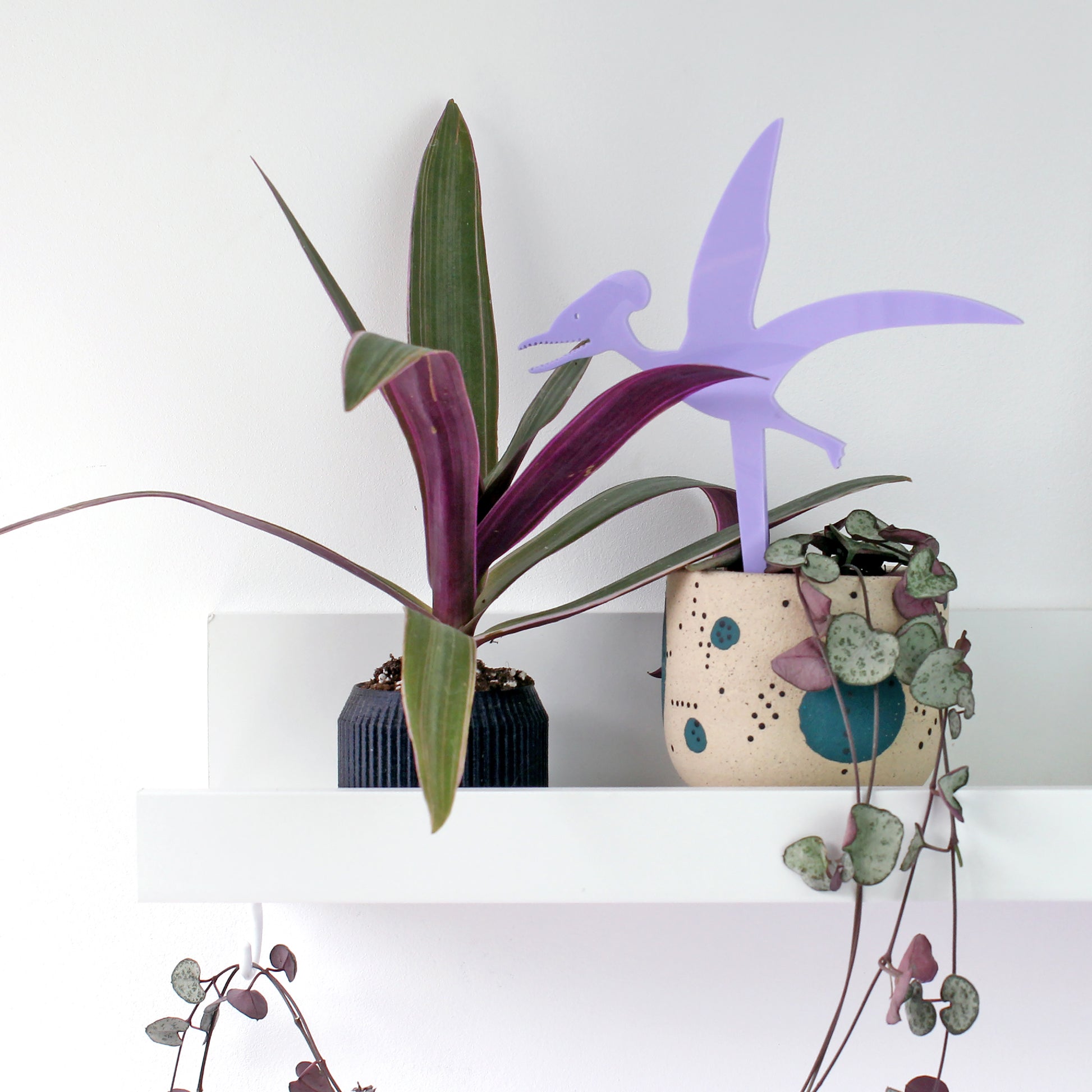 pastel purple Germanodactylus dinosaur plant decoration in plant pot