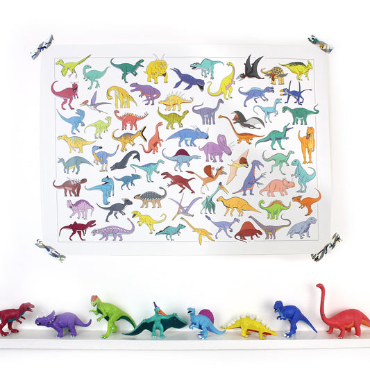 dinosaur and friends poster print