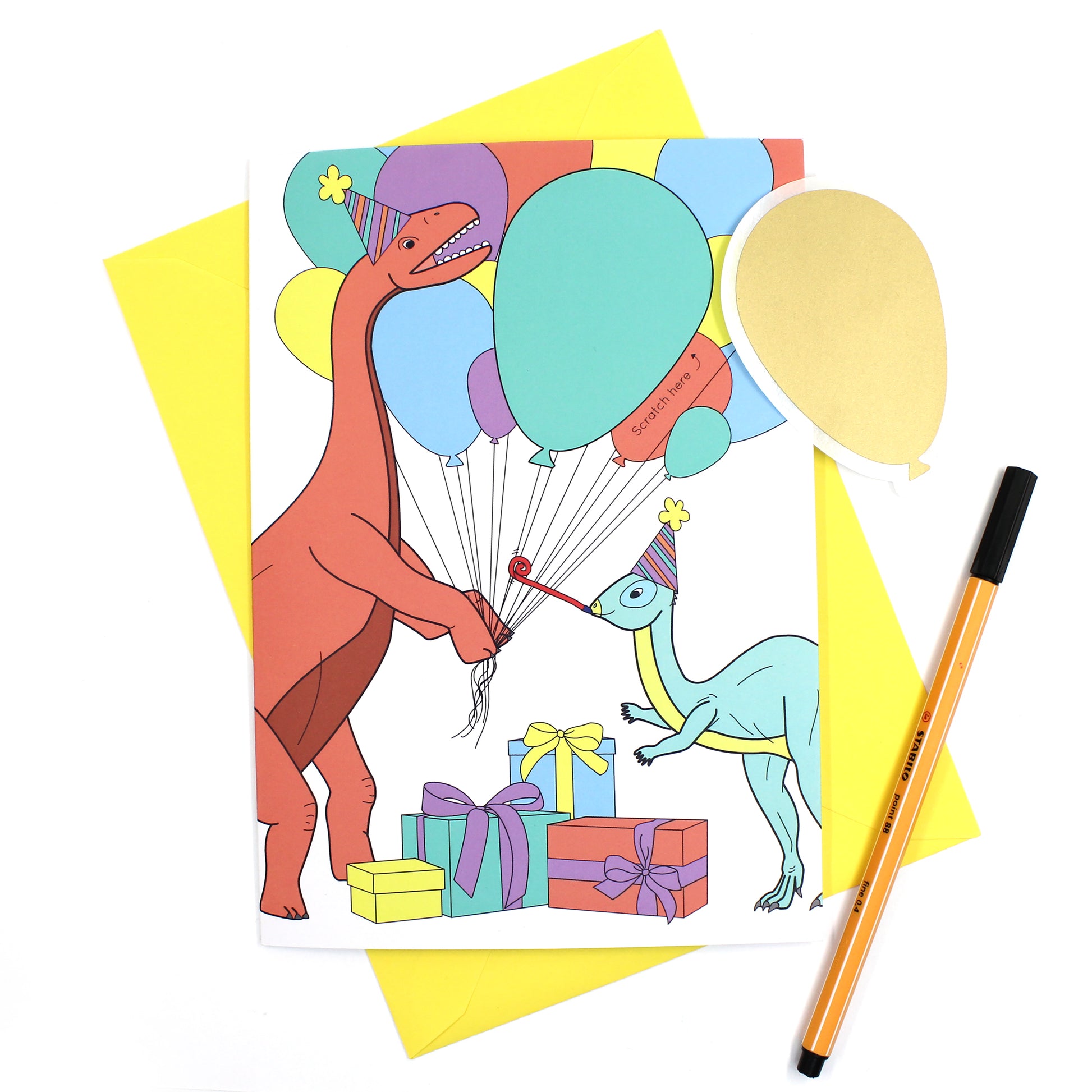 Dinosaur balloon scratch card