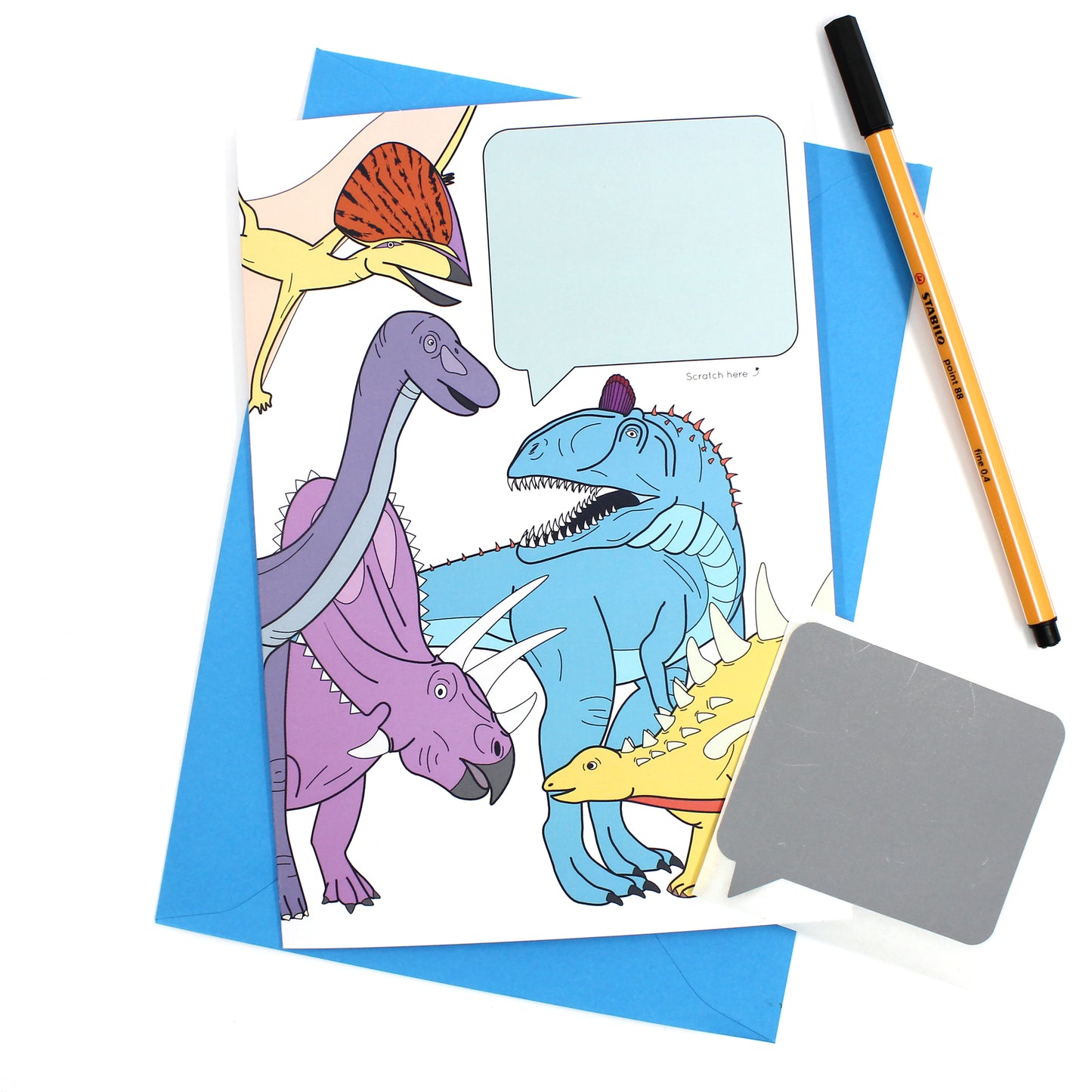 dinosaur speech bubble scratch card