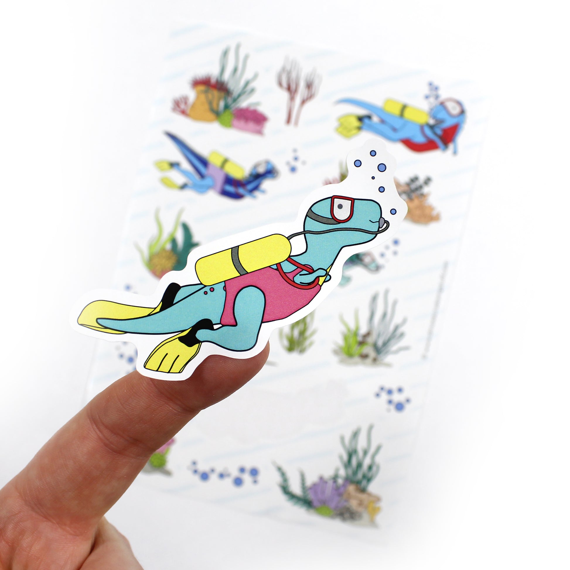 under the water dinosaur sticker close up