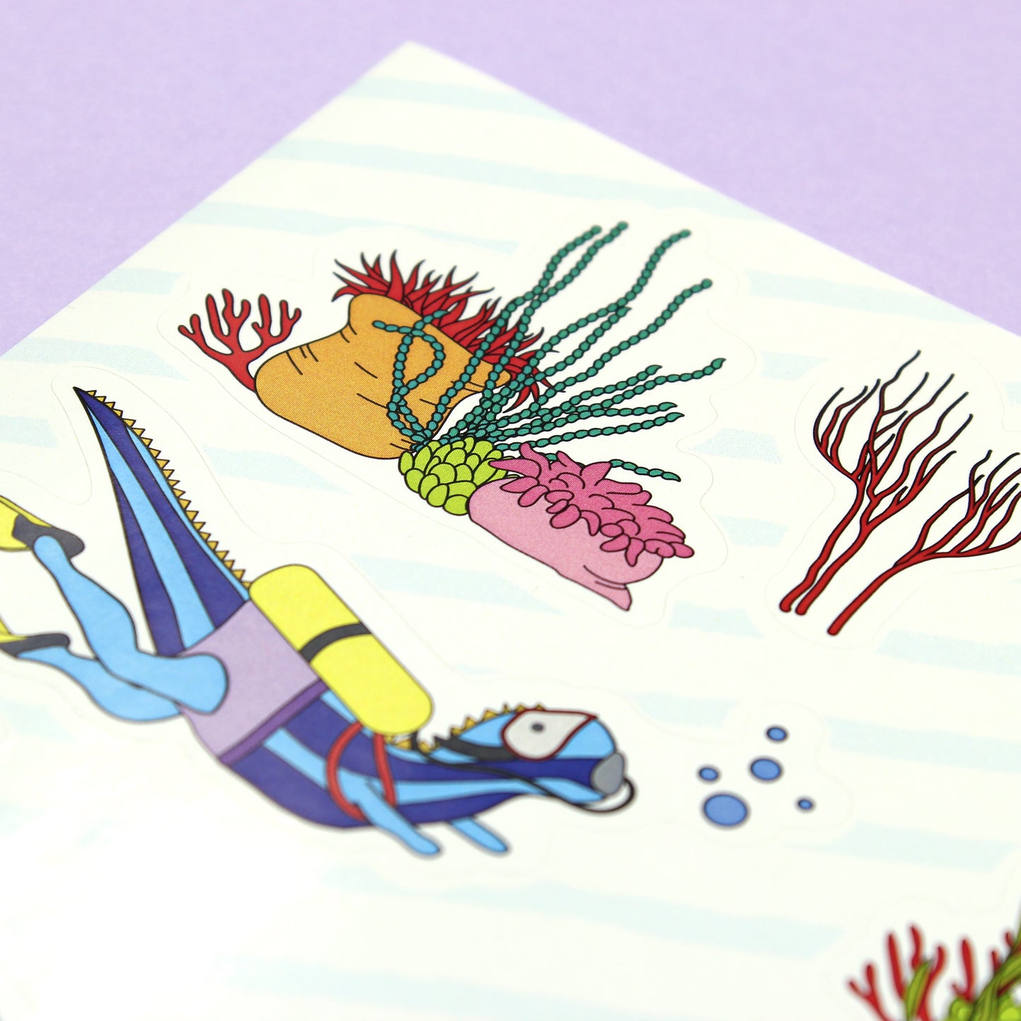 under the water dinosaur sticker sheet close up