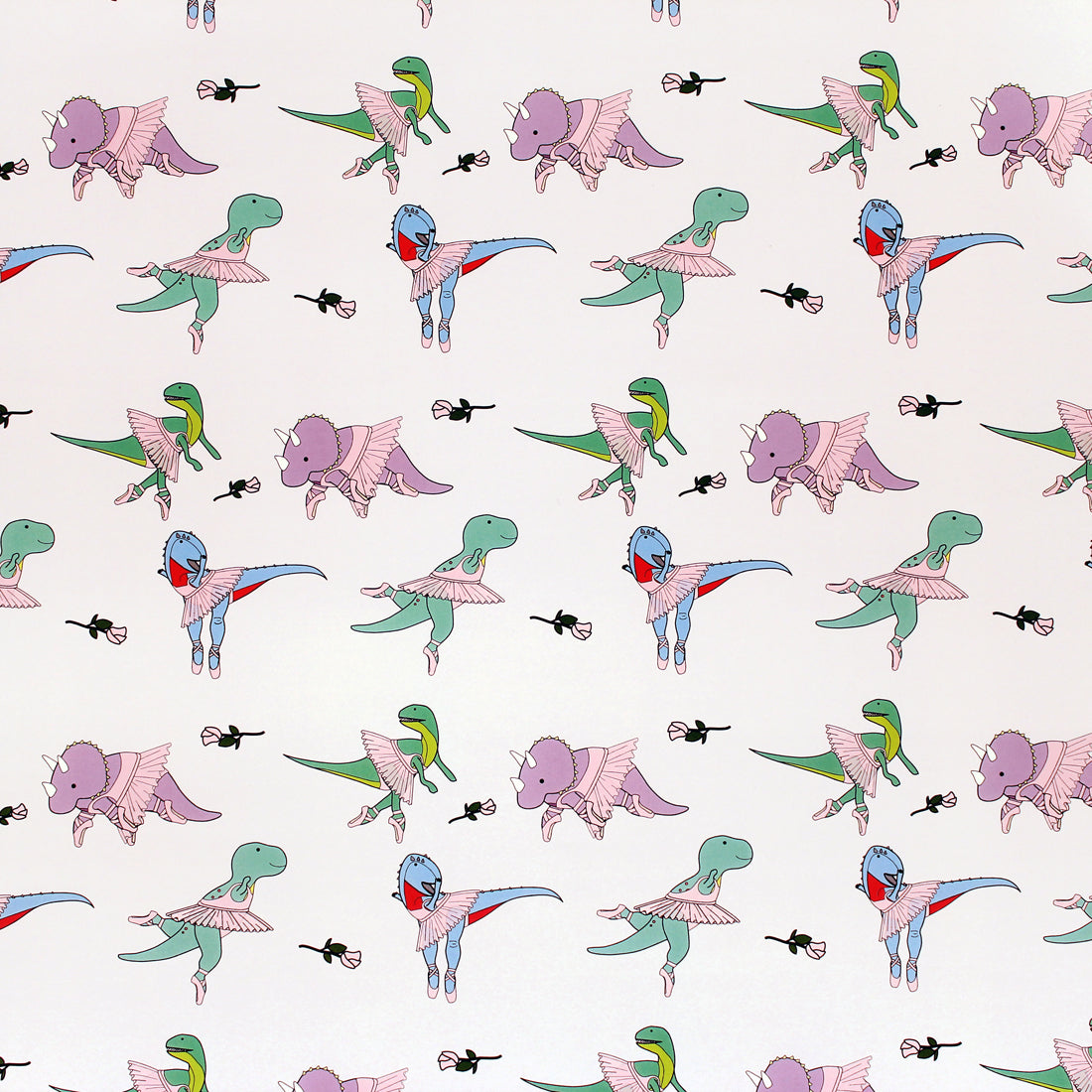 ballet dinosaur wrapping paper design