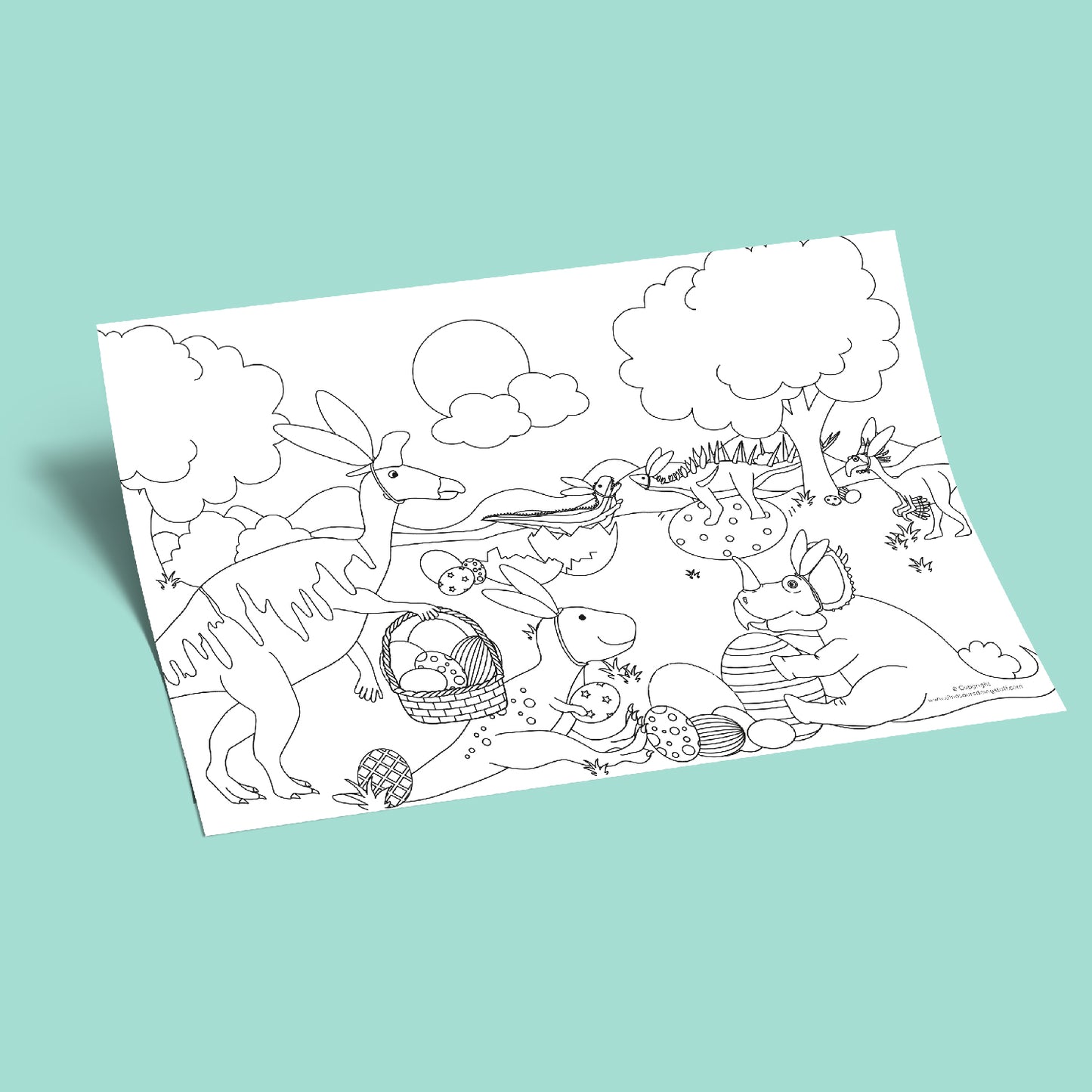 dinosaur easter colouring sheet