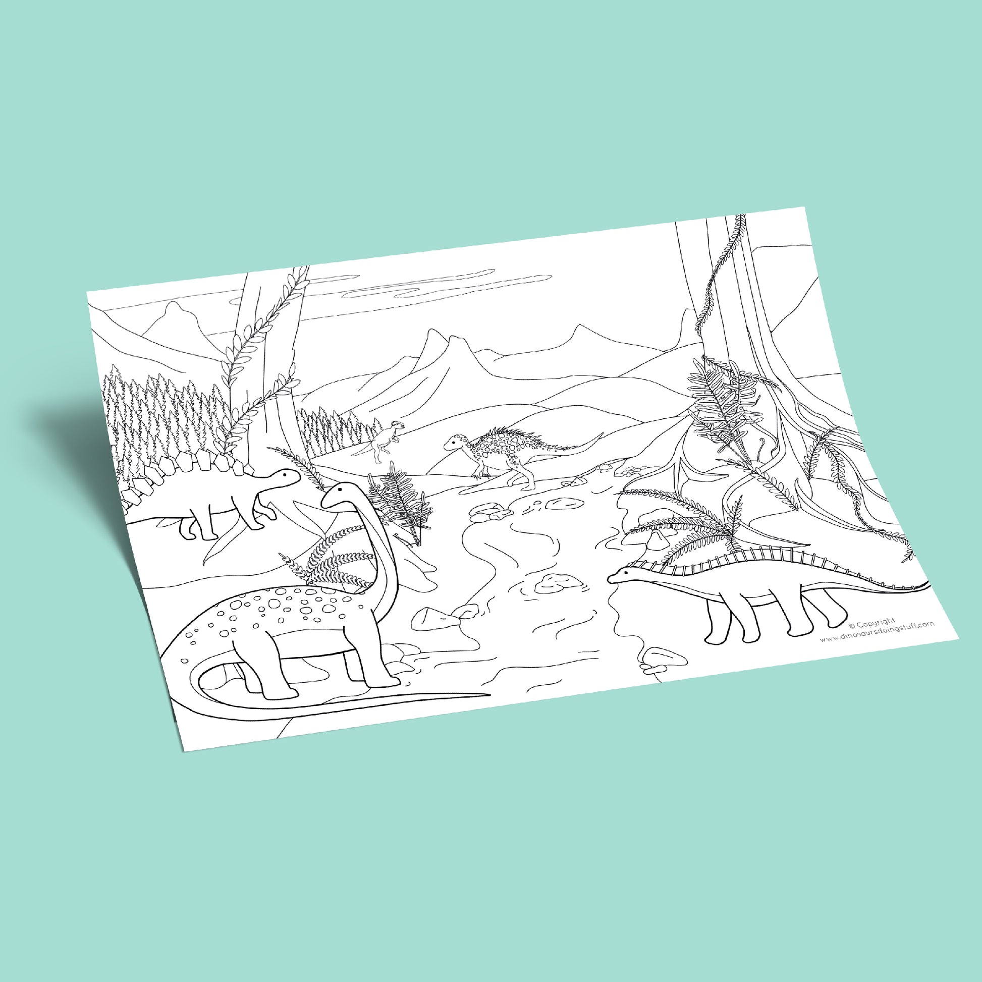 Dinosaur Jungle Colouring Sheet