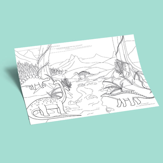 Dinosaur Jungle Colouring Sheet