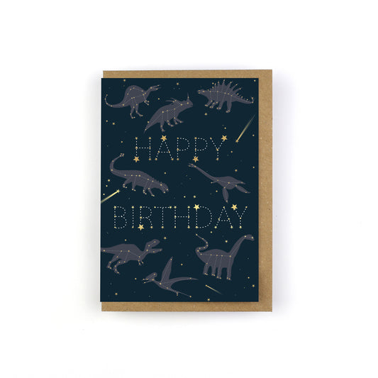 Happy Birthday Group Dinosaur Constellation Greeting Card