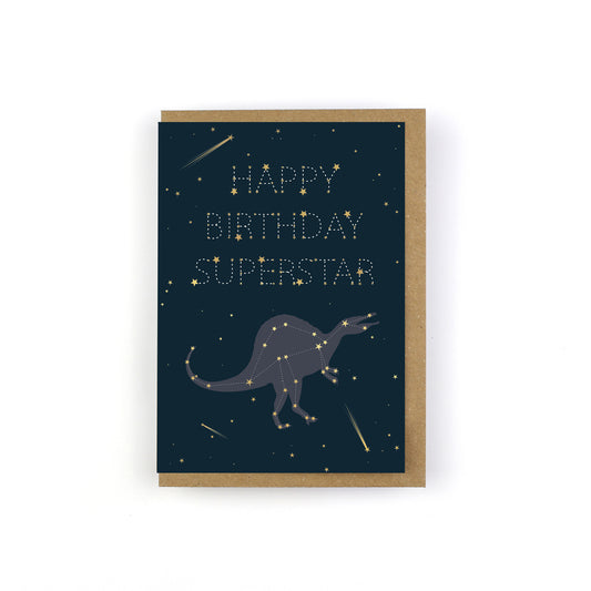 Happy Birthday Superstar Dinosaur Constellation Card