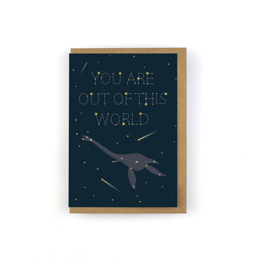 You Are Out of This World Dinosaur Constellation Card