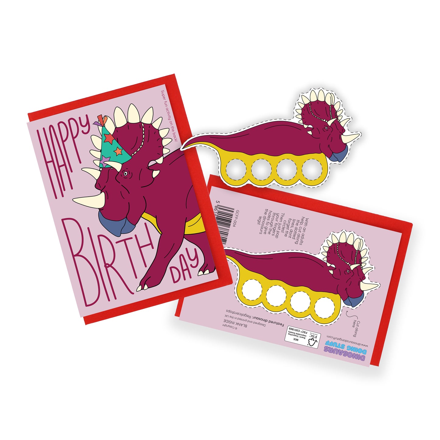Happy Birthday Dinosaur Finger Puppet Greeting Card