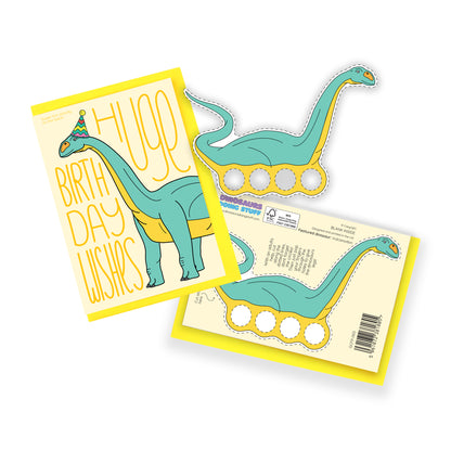 Huge Birthday Wishes Dinosaur Finger Puppet Greeting Card