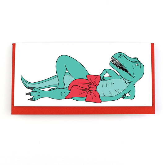 Sexy Bow Dinosaur Greeting Card