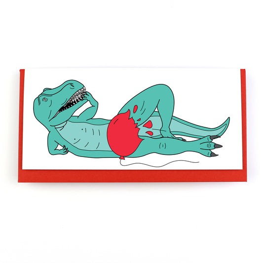 Sexy Balloon Dinosaur Greeting Card