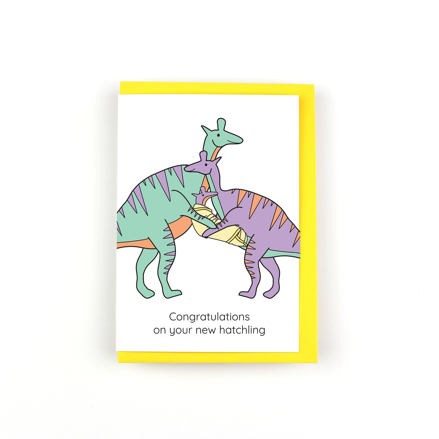 Congratulations On Your New Hatchling Dinosaur Greeting Card - More Colours Available