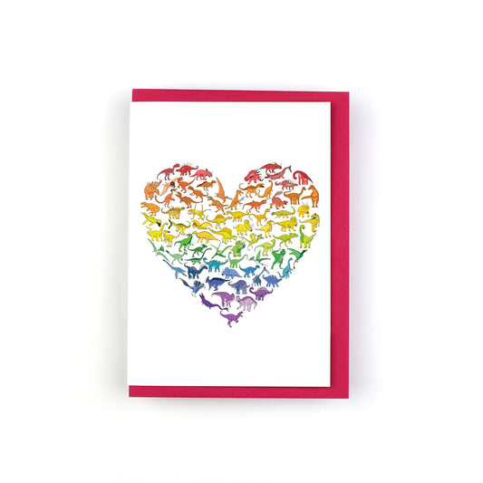 Heart (rainbow pride) Dinosaur Greeting Card