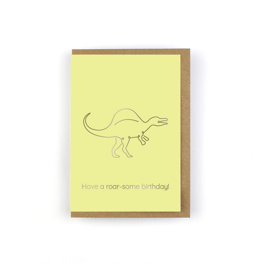 Have a roar-some birthday! Dinosaur Greeting Card - Line-O-Saurs