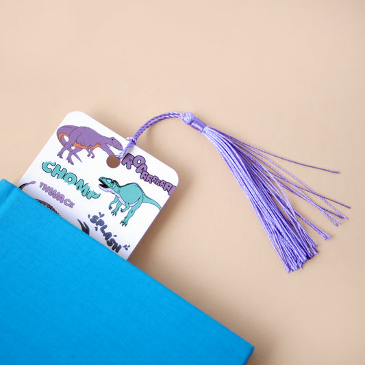 Dinosaur Words Bookmark With Optional Tassel