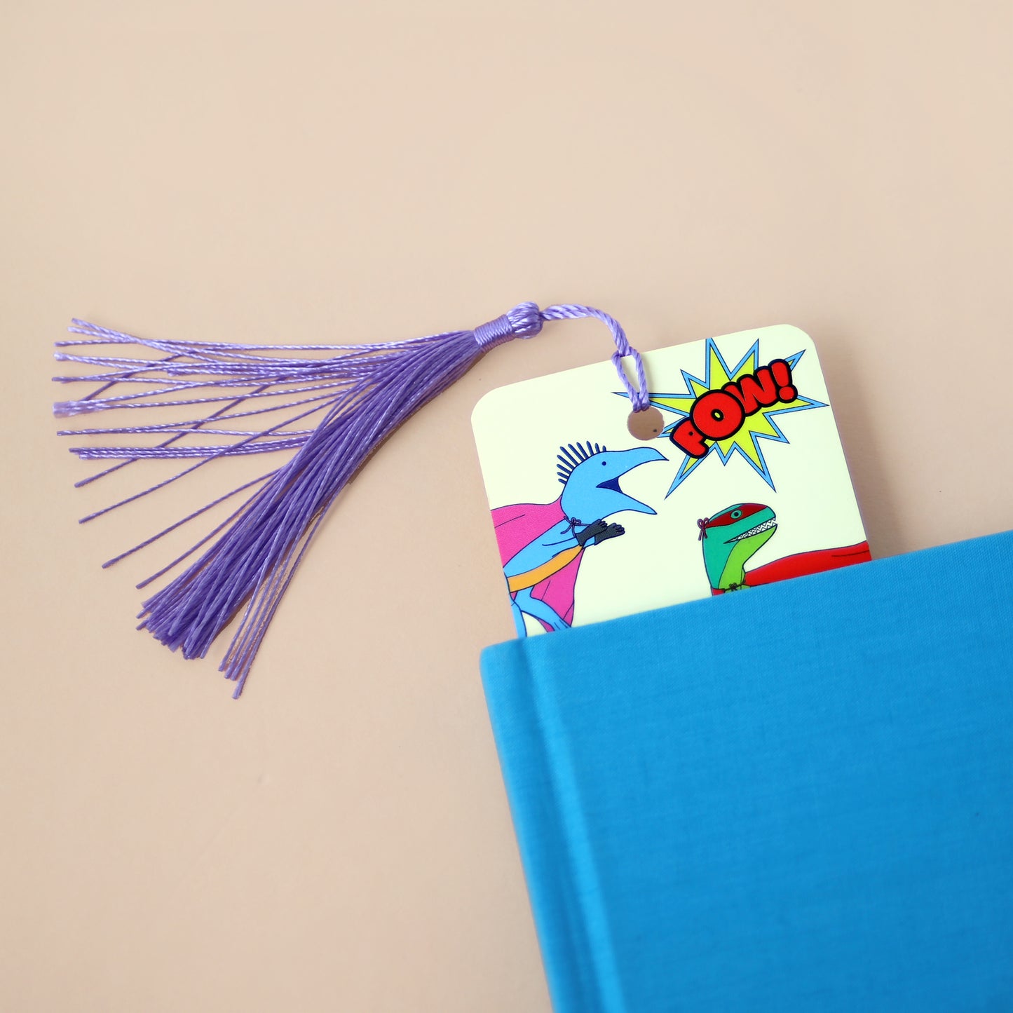 Superhero Dinosaur Bookmark With Optional Tassel
