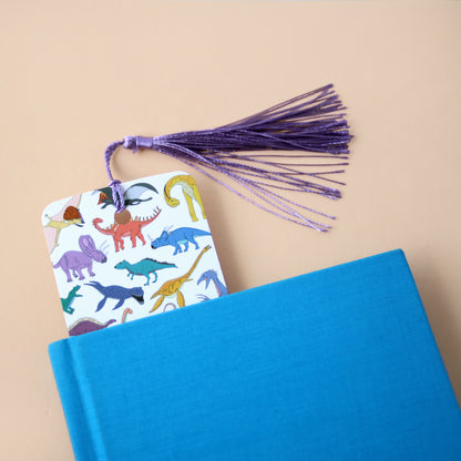 Scattered Dinosaur Bookmark With Optional Tassel