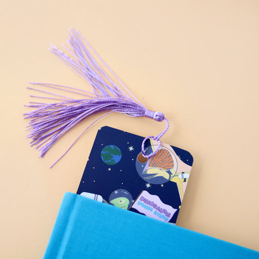 Dinosaur Space Bookmark With Optional Tassel