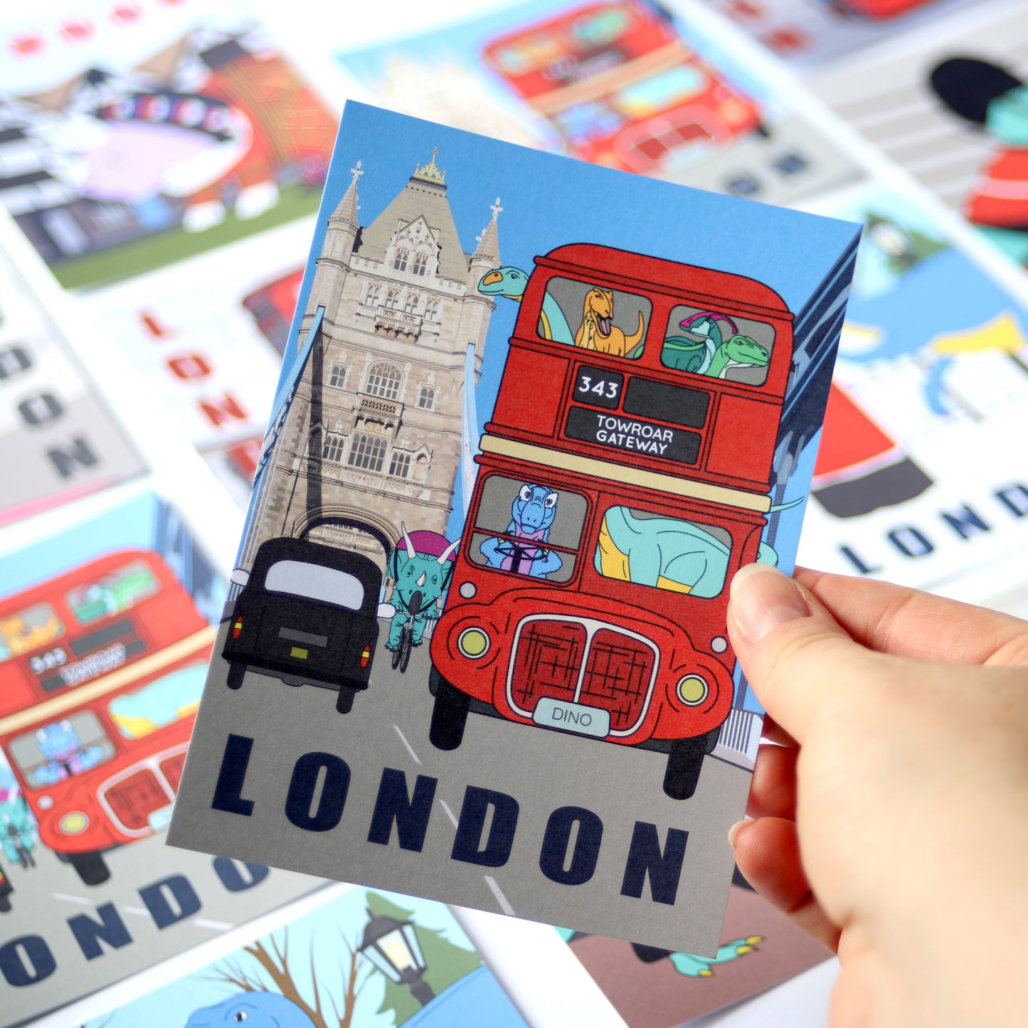 London Dinosaur Postcard - Bus