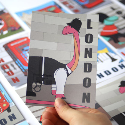 London Dinosaur Postcard - Police