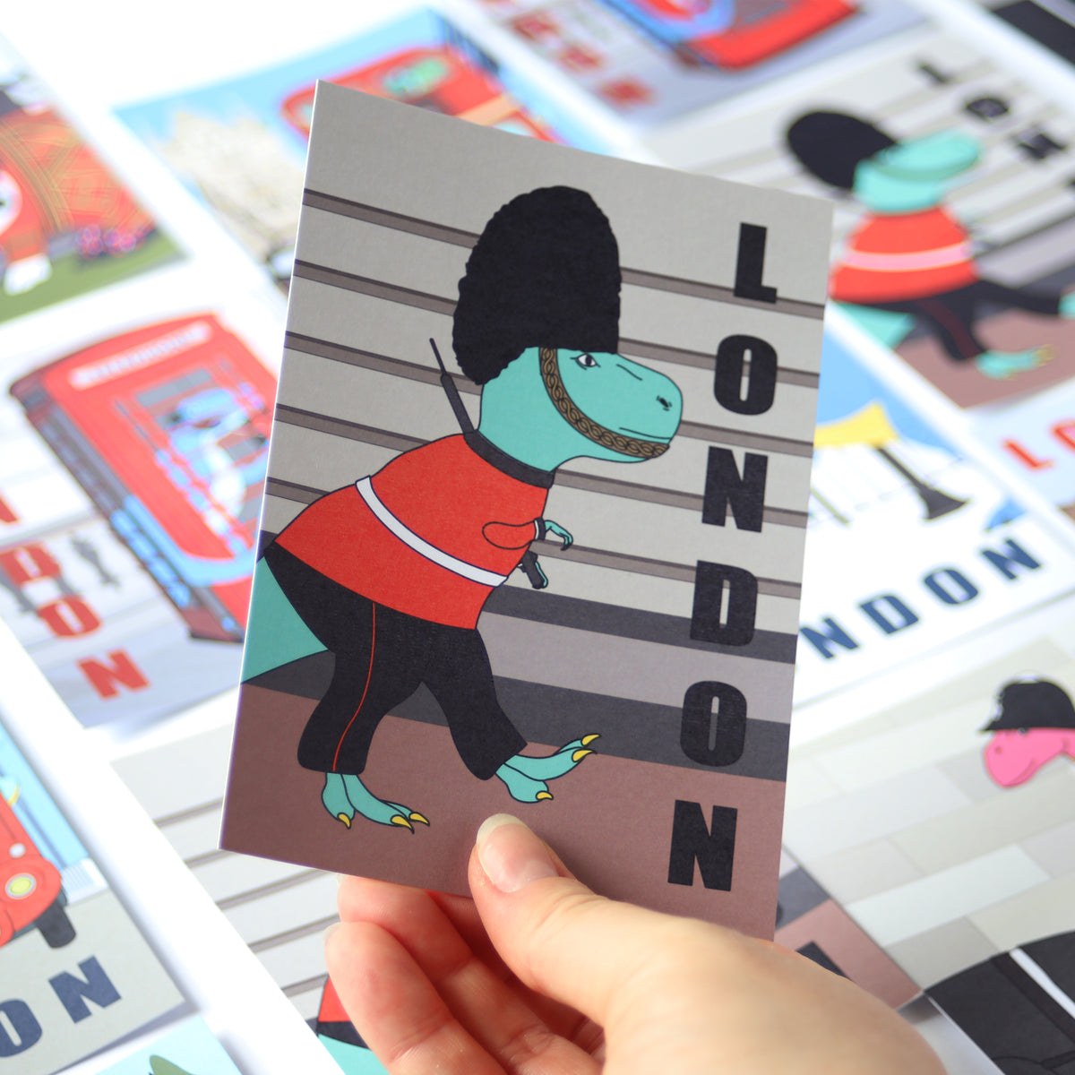 London Dinosaur Postcard - Guard
