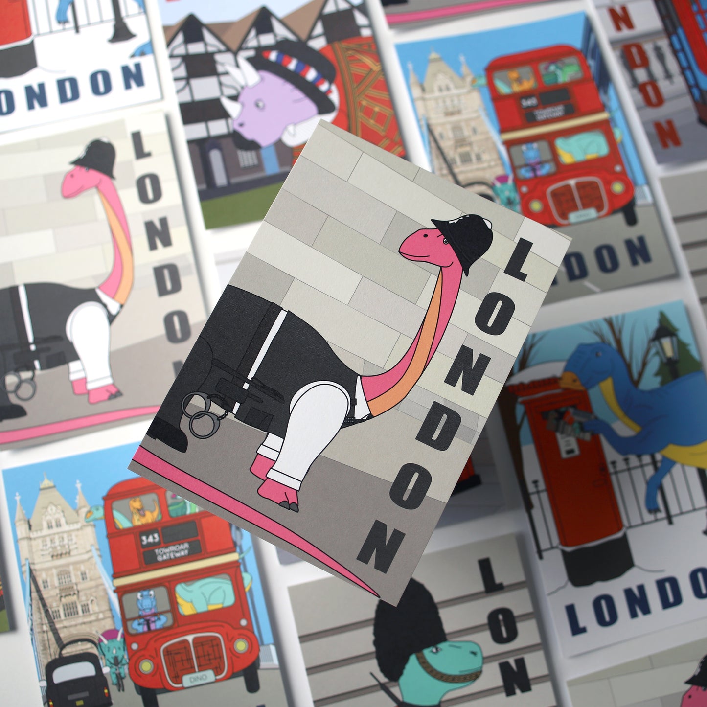 London Dinosaur Postcard - Police
