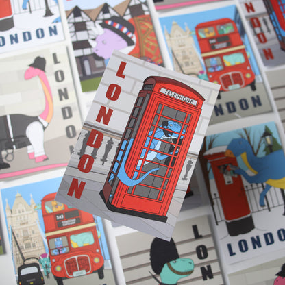 London Dinosaur Postcard - Phonebox