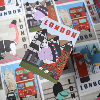 London Dinosaur Postcard - Tower of London