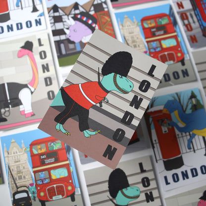 London Dinosaur Postcard - Guard