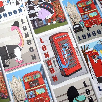 London Dinosaur Postcard - Phonebox