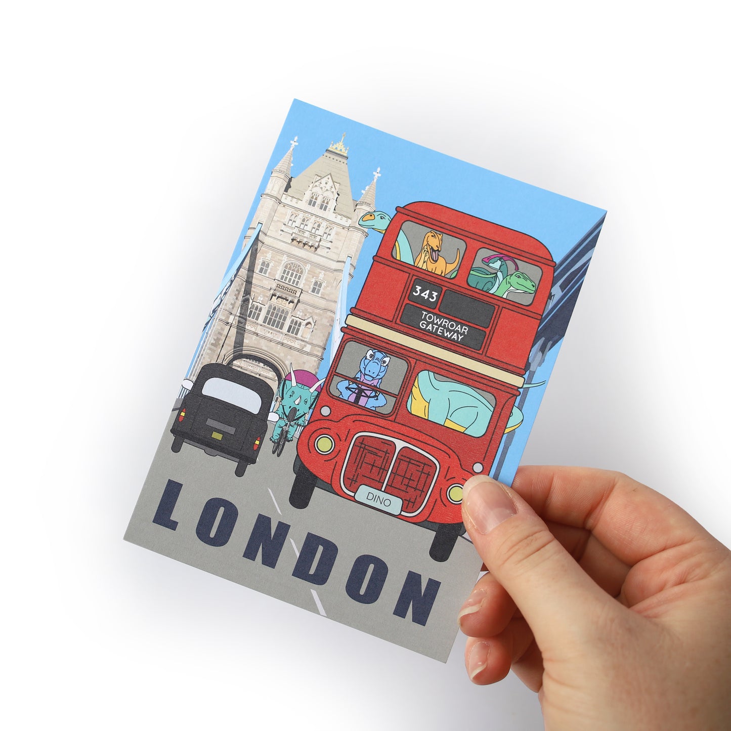 London Dinosaur Postcard - Bus