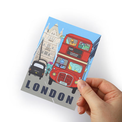 London Dinosaur Postcard - Bus