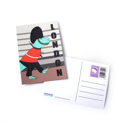 London Dinosaur Postcard - Guard