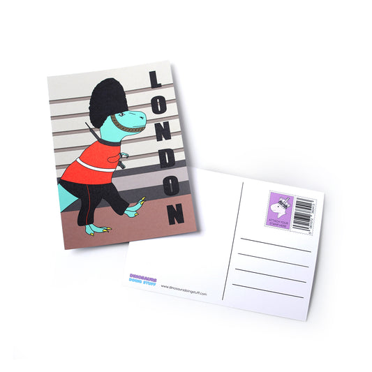 London Dinosaur Postcard - Guard