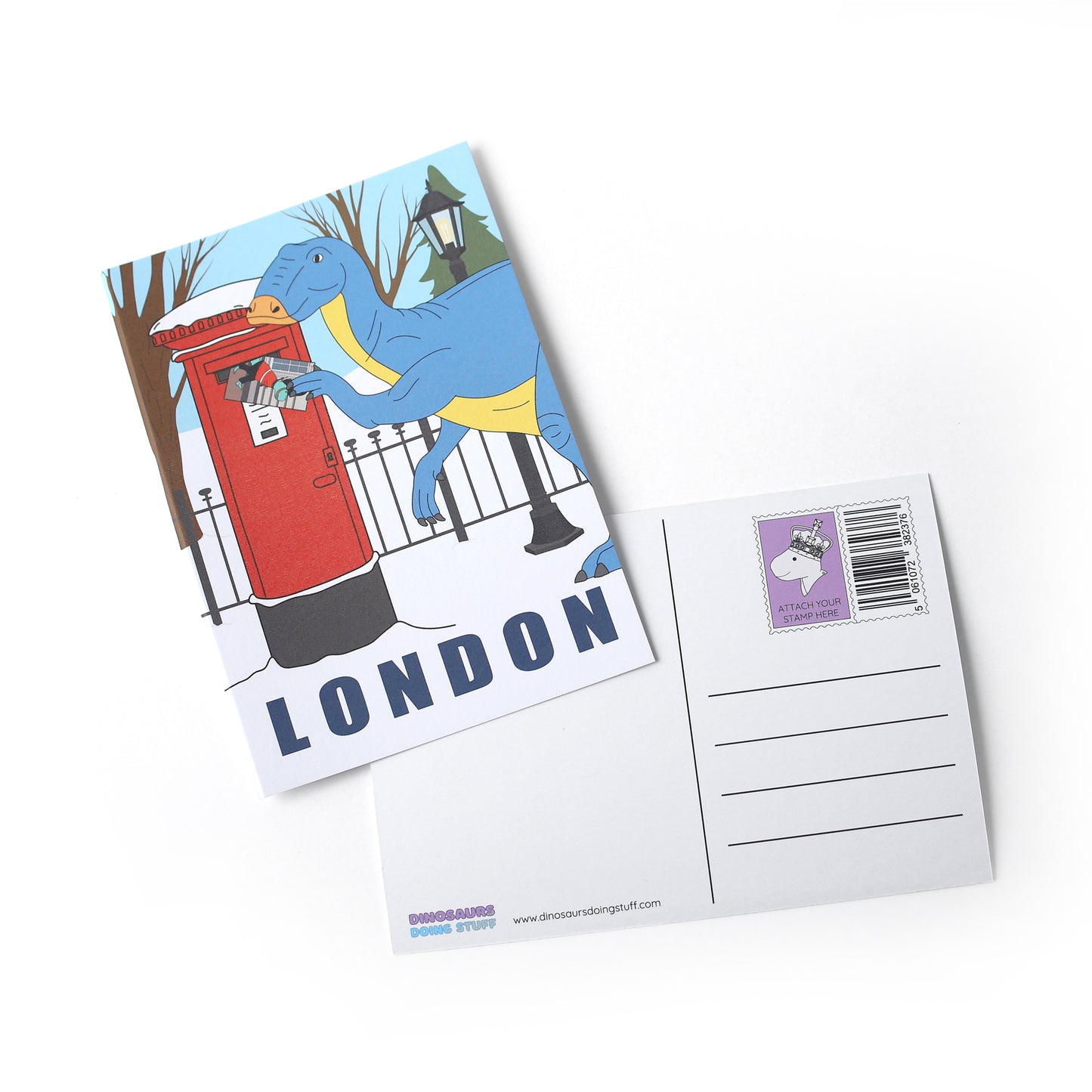 London Dinosaur Postcard - Postbox